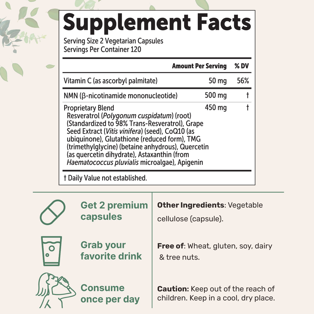 Micro Ingredients NMN Complex 1,000mg Per Serving, 120 Veggie Capsules VIP