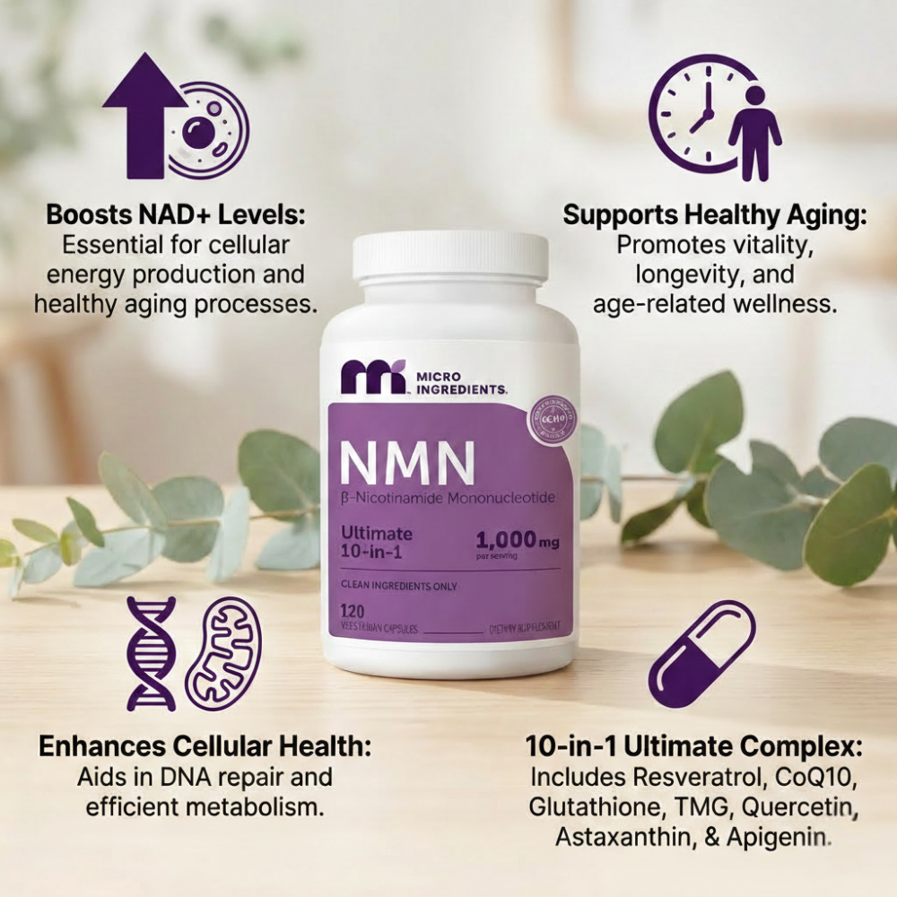 Micro Ingredients NMN Complex 1,000mg Per Serving, 120 Veggie Capsules VIP