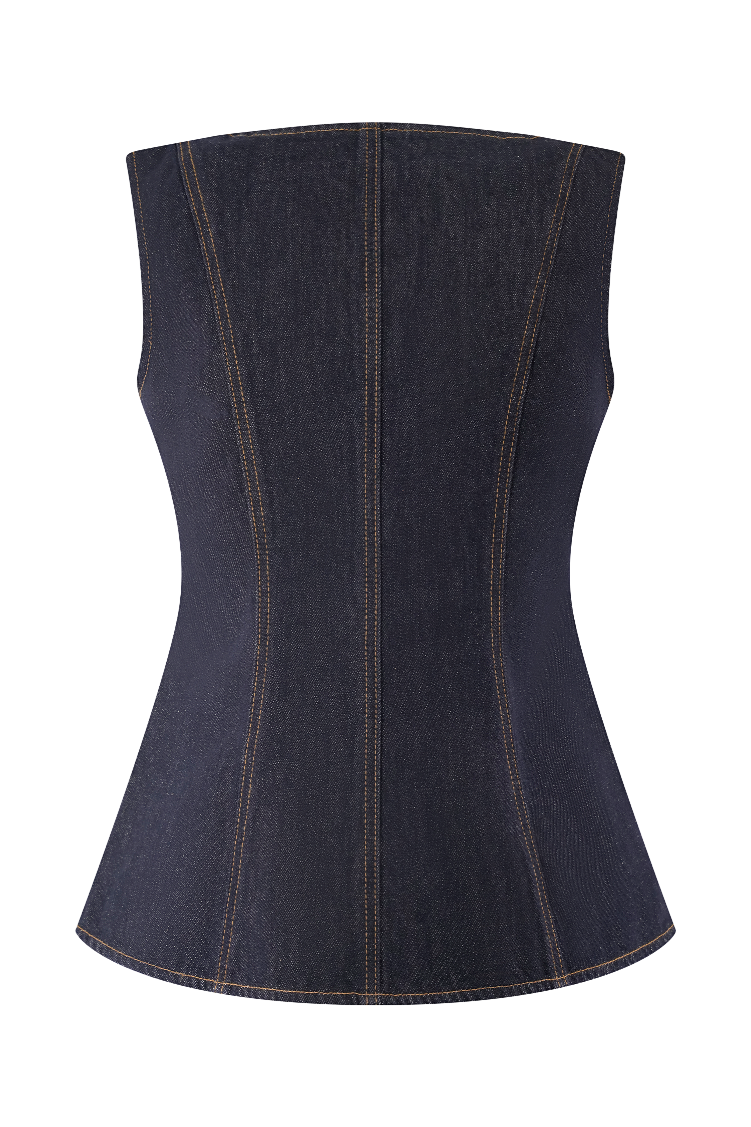 Ava | Chic Denim Two Piece Set With Sleeveless Corset Top & Tailored Pants