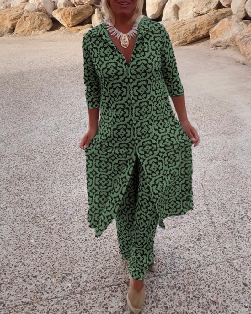 Ava | Chic Flowy Tunic and Wide-Leg Pants Womens Set Loungewear