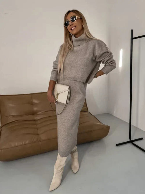 Ava | Cozy Elegant Turtleneck Sweater Dress for Women
