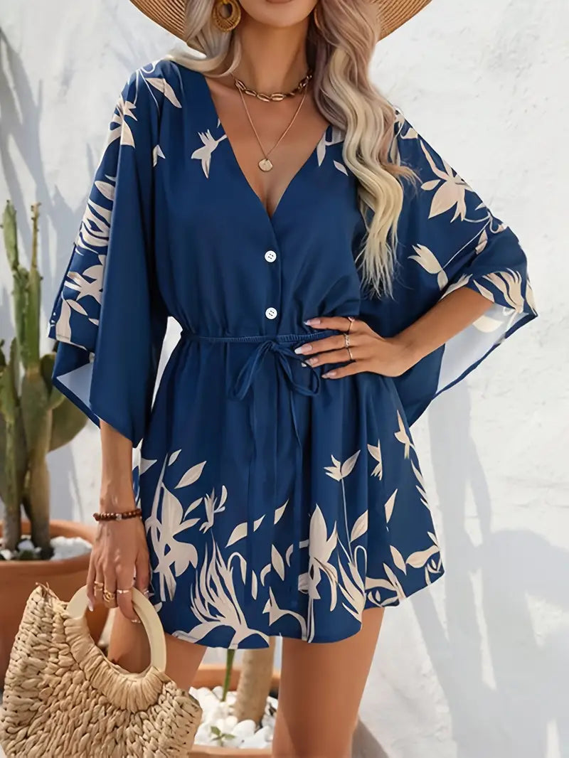 Ava | Vibrant Floral Summer Dress with Long Sleeves