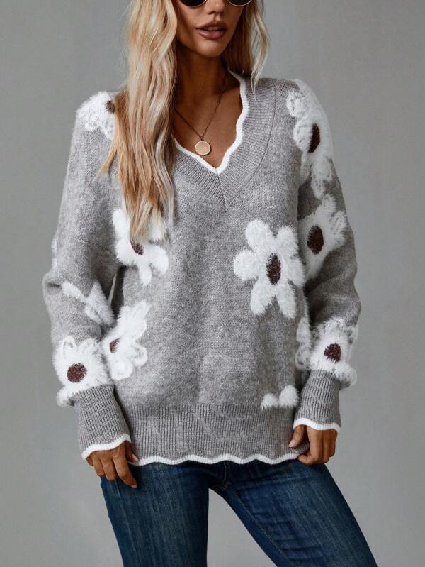Ella | Cozy Floral Women's Sweater