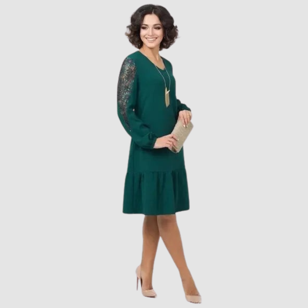 Ella | Elegant Floral Lace Midi Dress for Women - Perfect Wedding Guest or Summer Occasion