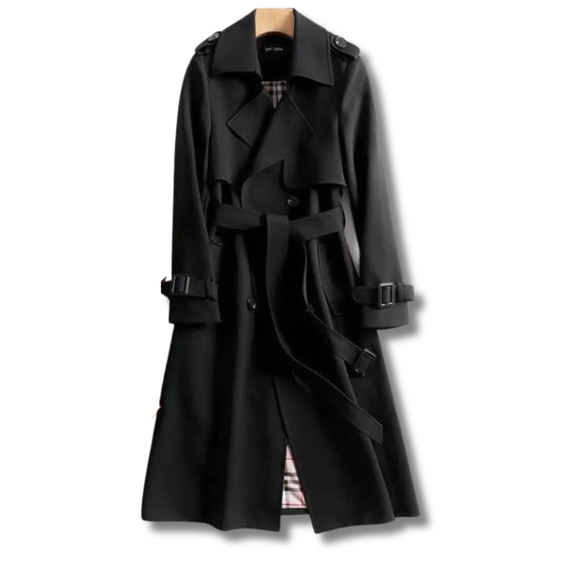 Emily | Chic Black Trench Coat for Women