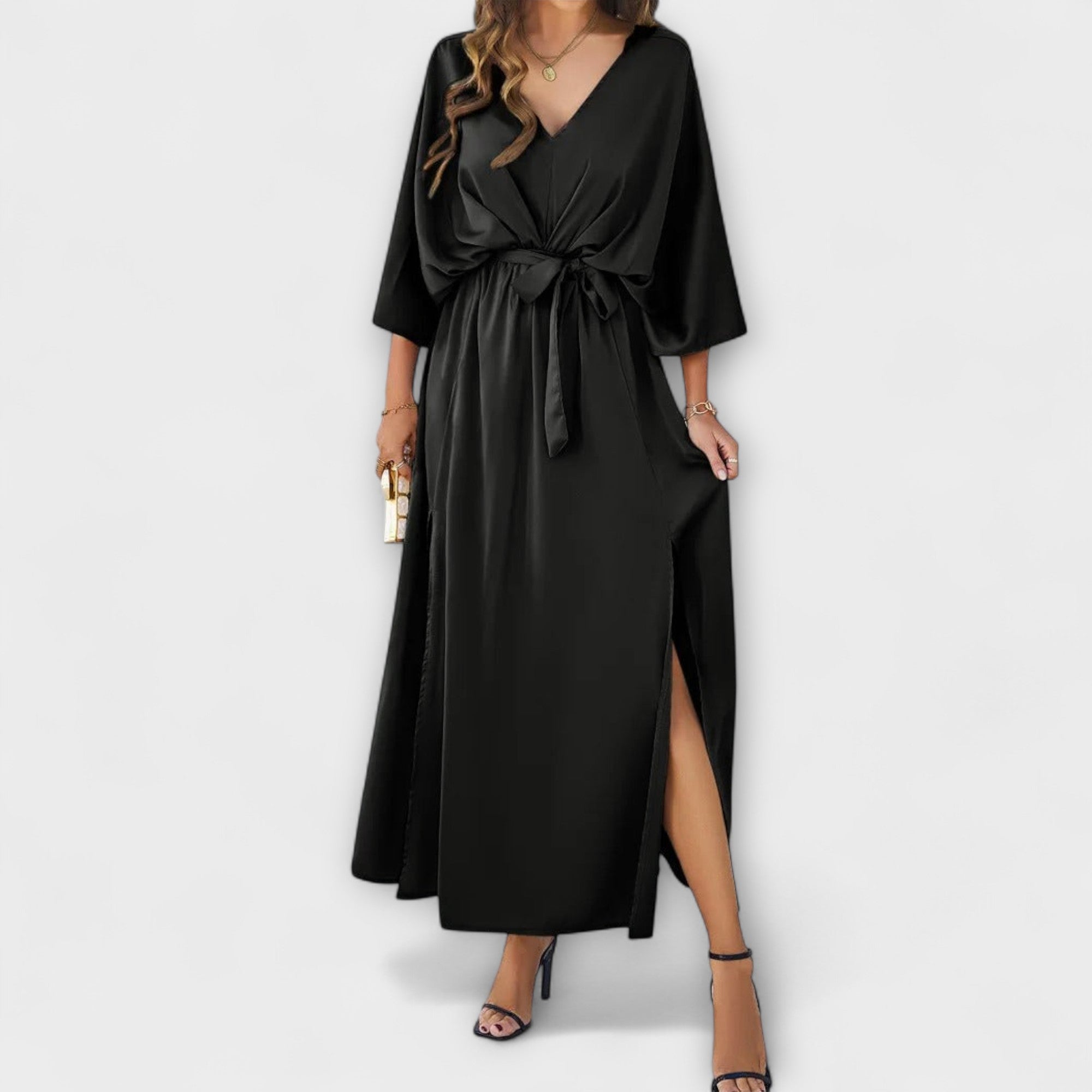 Emily | Elegant Shimmery V-Neck Maxi Dress