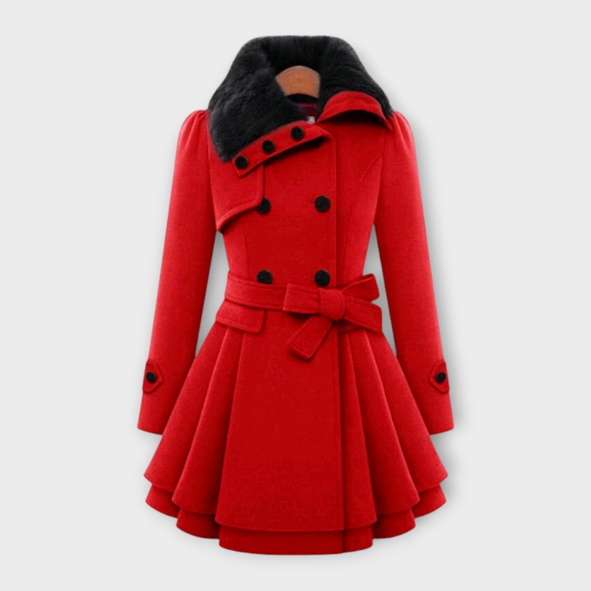 Emily | Stylish Long Wool Coat for Women with Faux Fur Collar