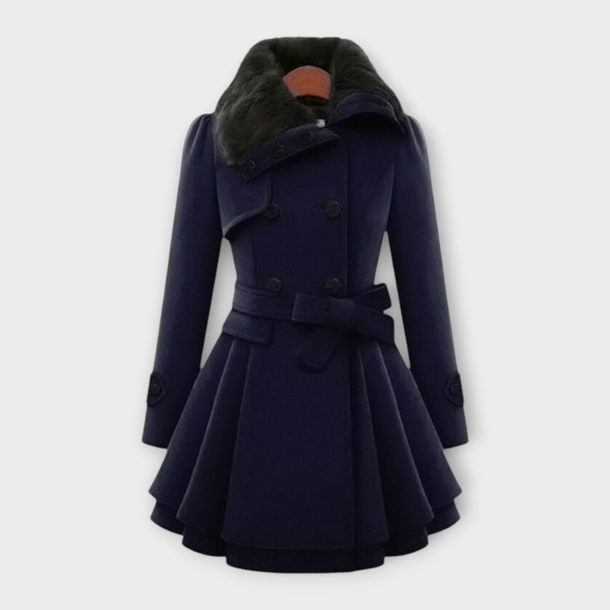 Emily | Stylish Long Wool Coat for Women with Faux Fur Collar