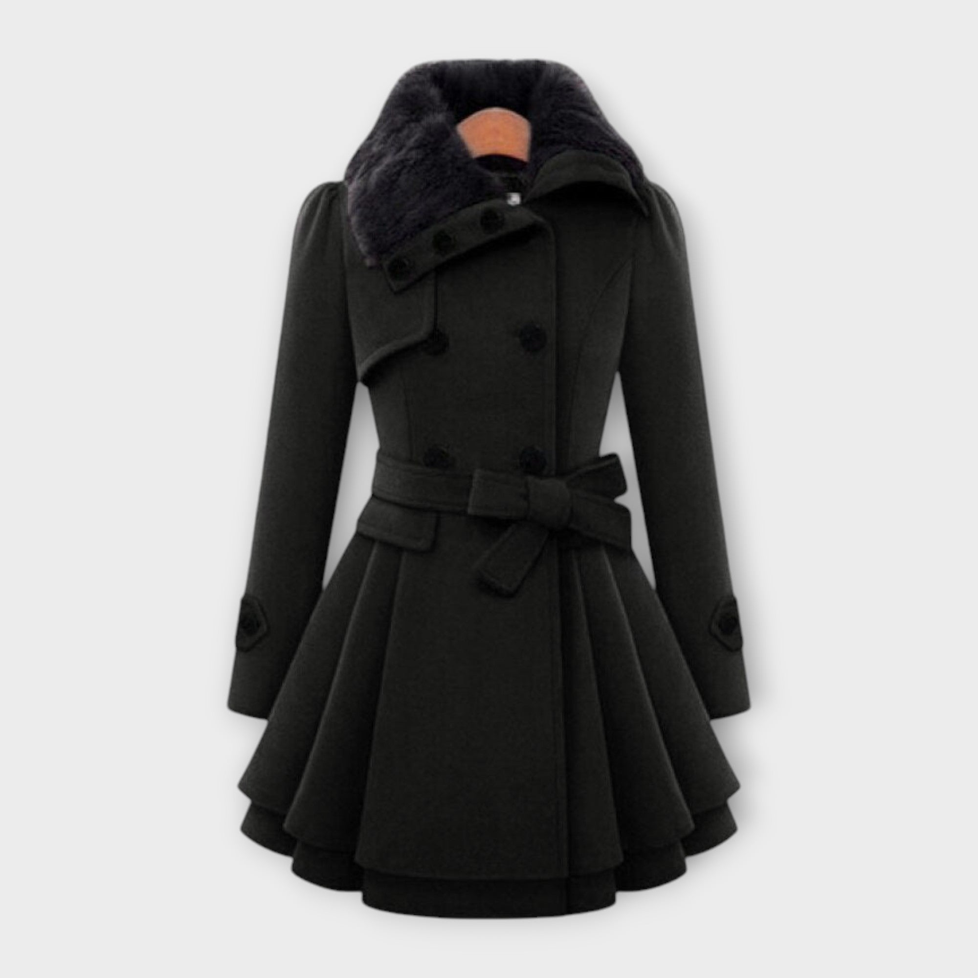 Emily | Stylish Long Wool Coat for Women with Faux Fur Collar