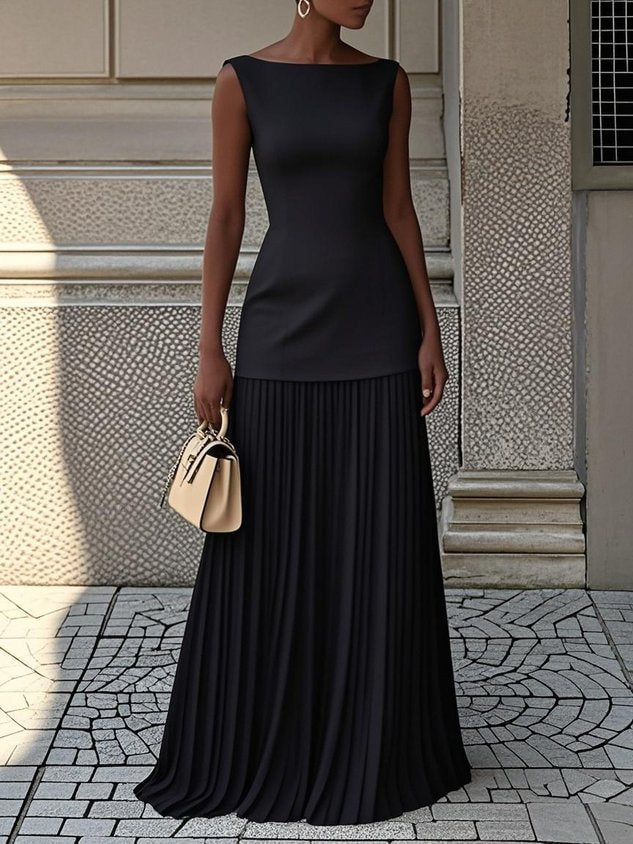 Emma | Elegant Sleeveless Pleated Wedding Guest Dress