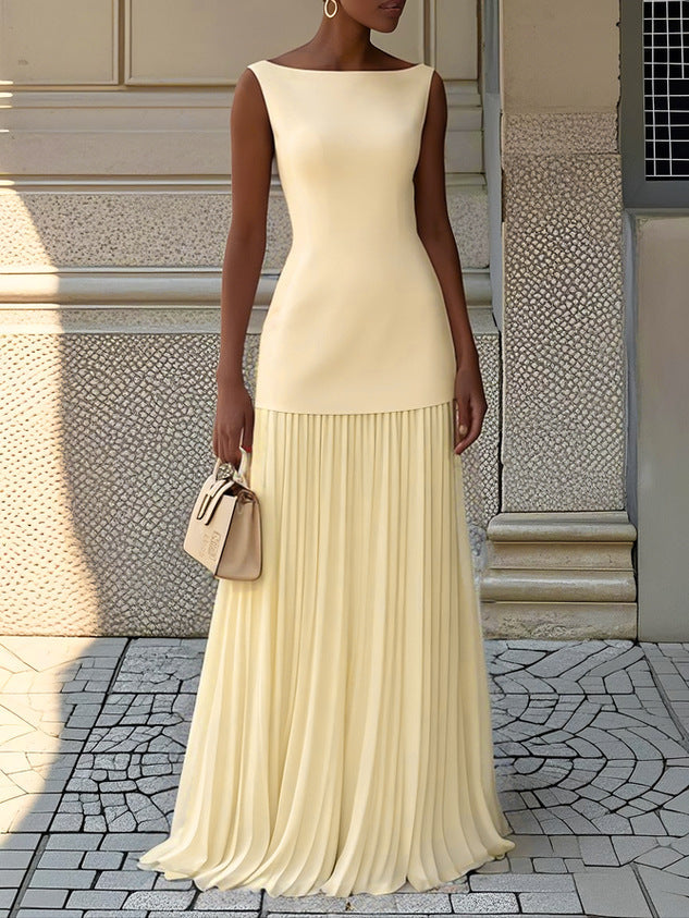 Emma | Elegant Sleeveless Pleated Wedding Guest Dress