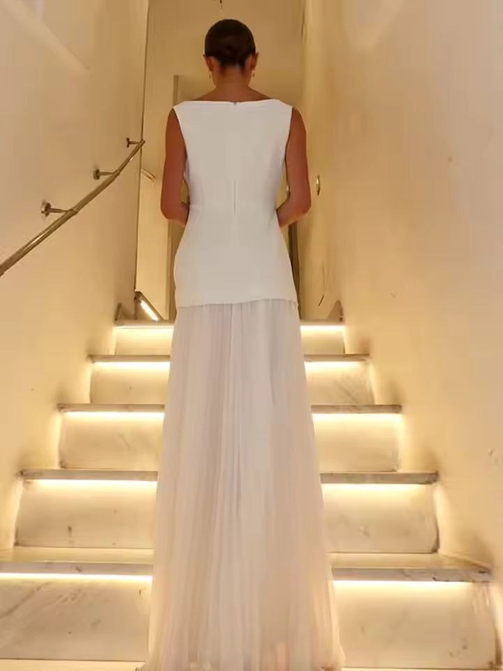Emma | Elegant Sleeveless Pleated Wedding Guest Dress