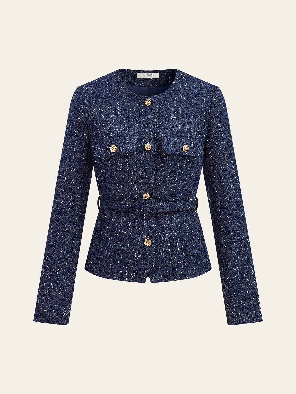 Felicity | Tweed Jacket with Metallic Buttons | Stylish Layering for Any Occasion