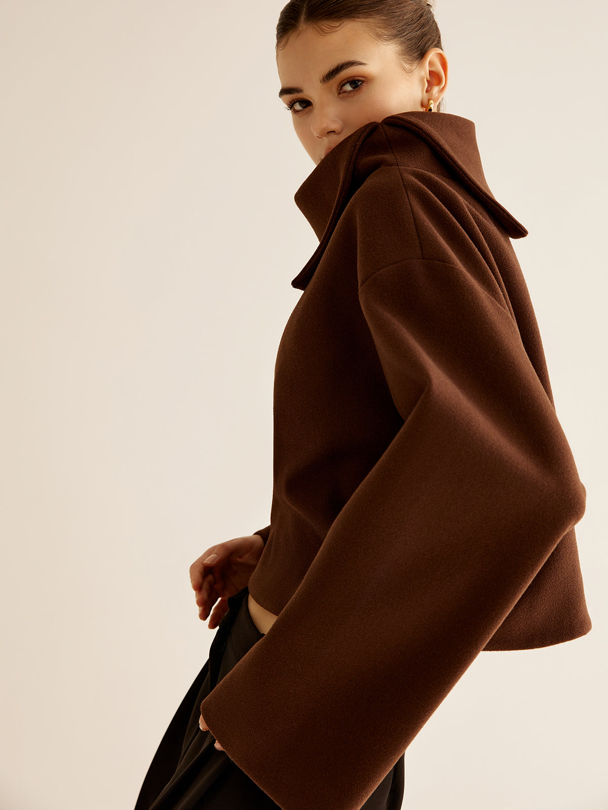 Mariam | Plain Turtleneck Tweed Top with Long Sleeves | Comfortable Fit for Everyday Wear