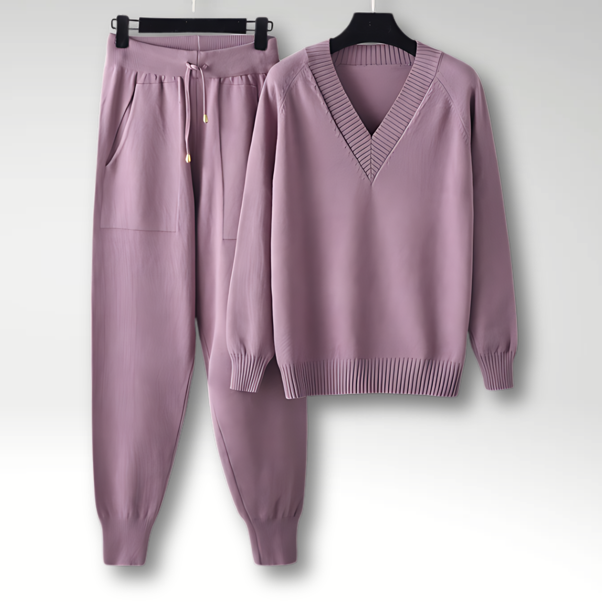 Mason | Cozy V Neck Knit Lounge Set