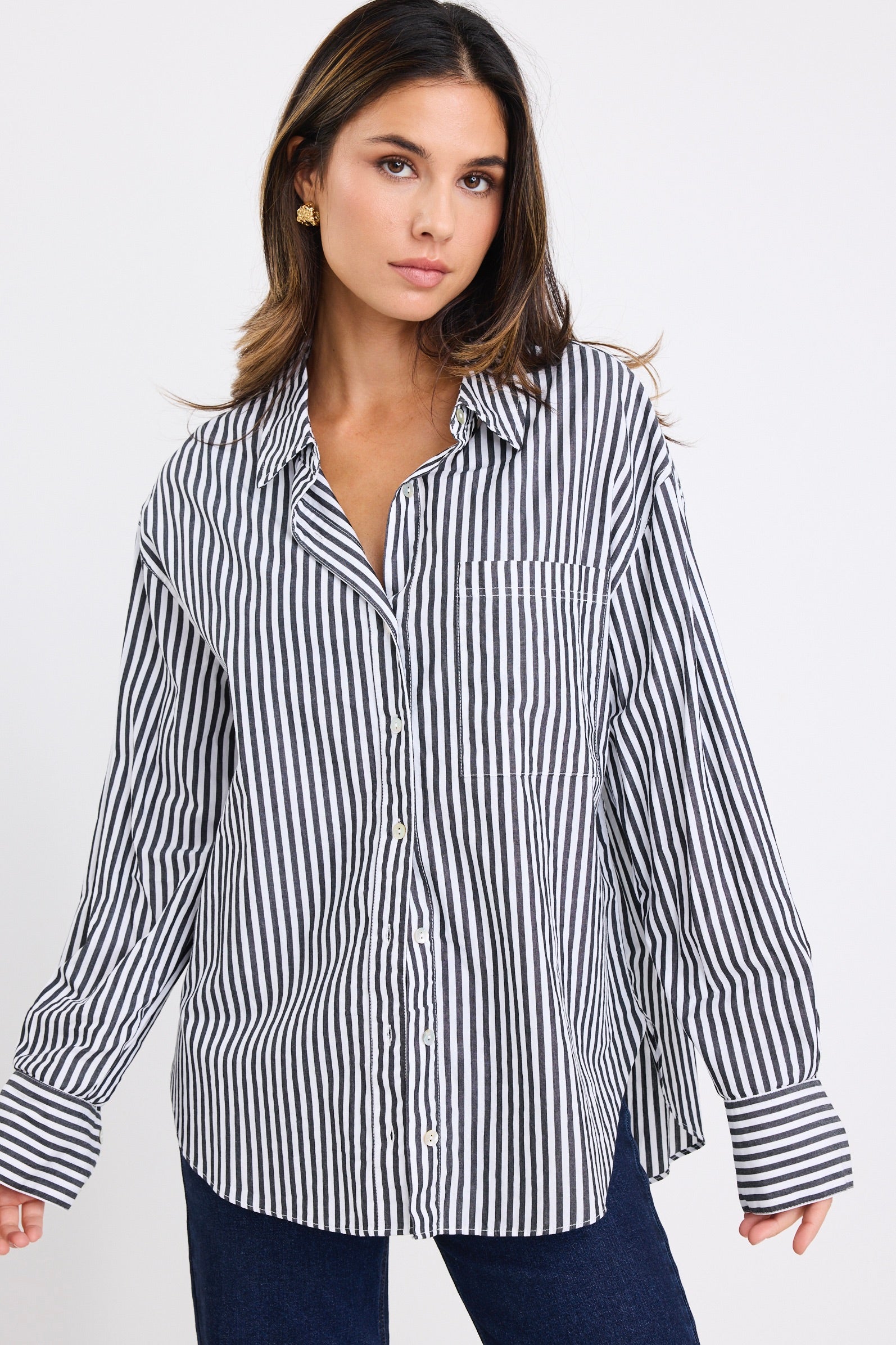 Mason | Relaxed Black Stripe Oversized Shirt