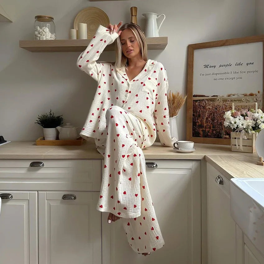 Mia | Cozy Printed Long Sleeve Pajama Set