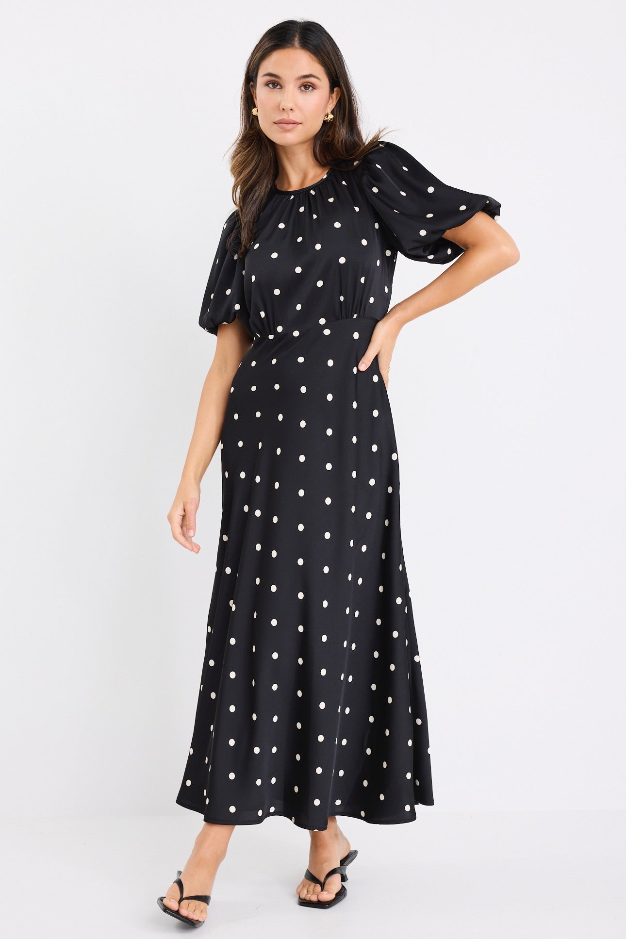 Mia | Elegant Black Maxi Dress With Puff Sleeves