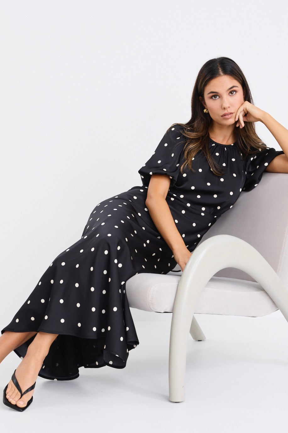 Mia | Elegant Black Maxi Dress With Puff Sleeves