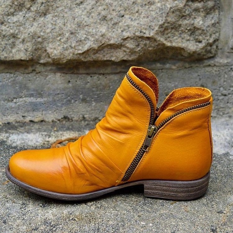 Mia | Elegant Chic Side-Zip Leather Ankle Boots