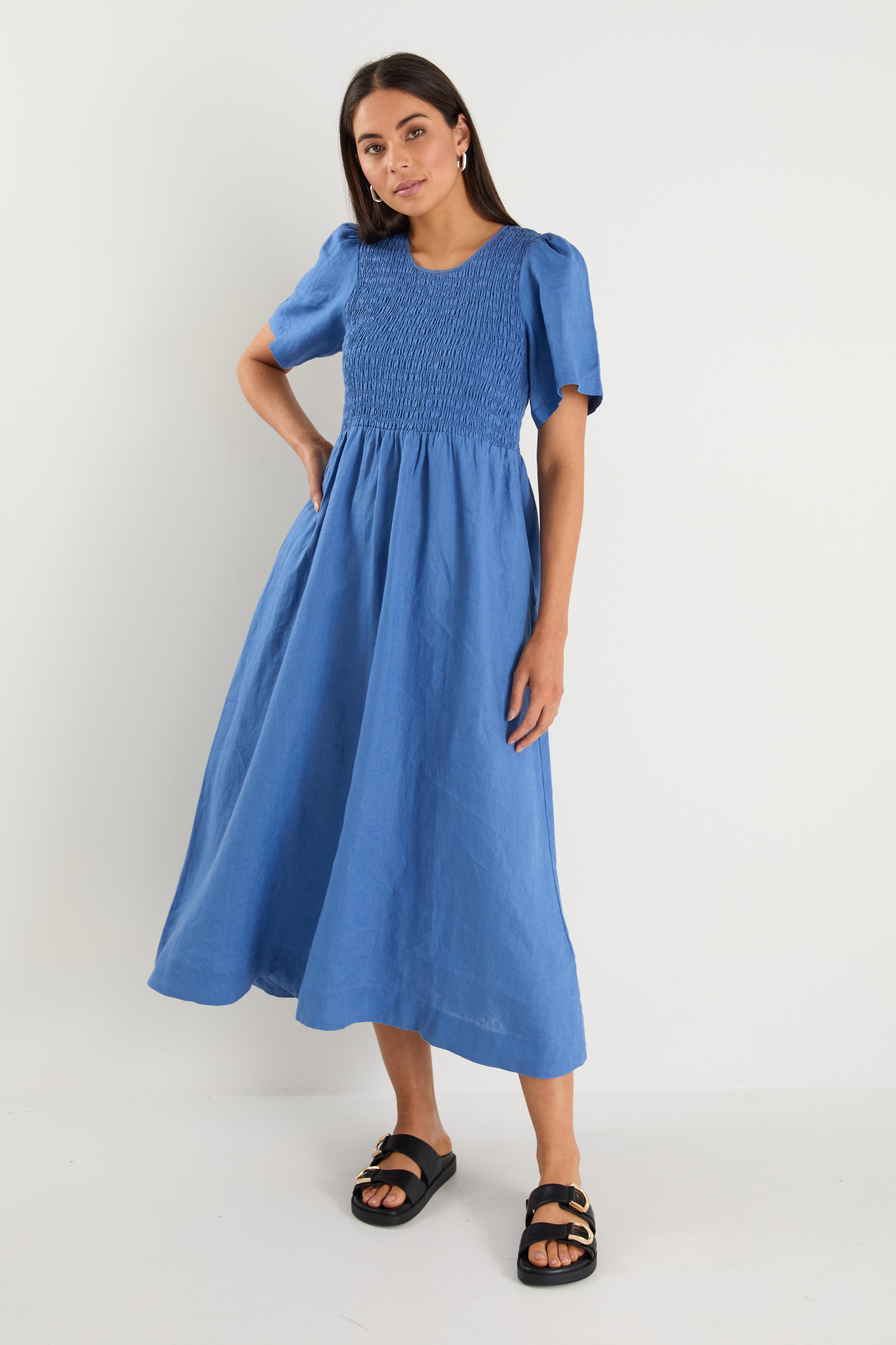 Mia | Elegant Cornflower Blue Summer Dress for Wedding Guests