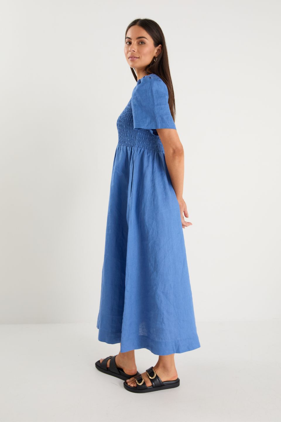 Mia | Elegant Cornflower Blue Summer Dress for Wedding Guests