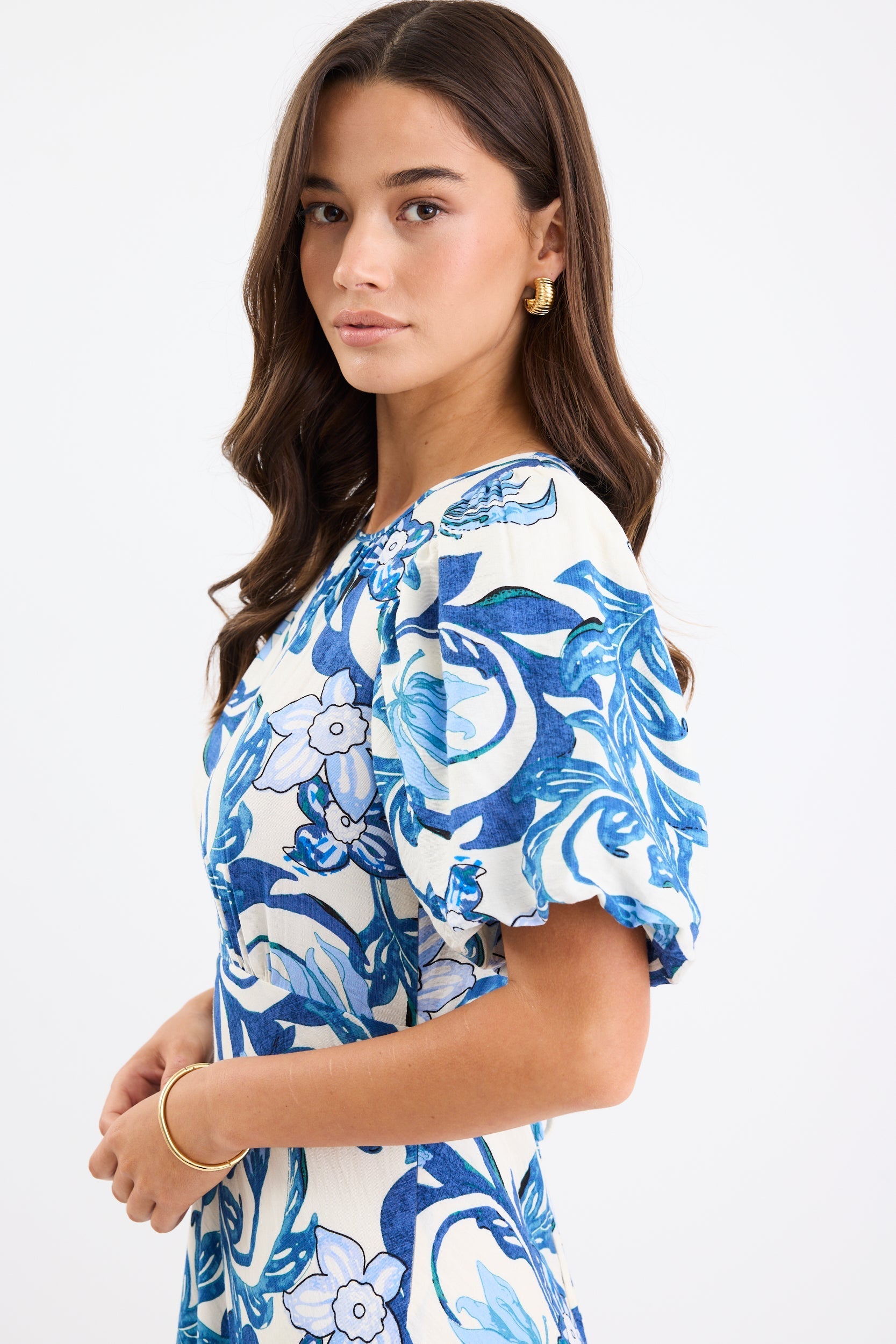 Mia | Elegant Floral Puff Sleeve Maxi Dress