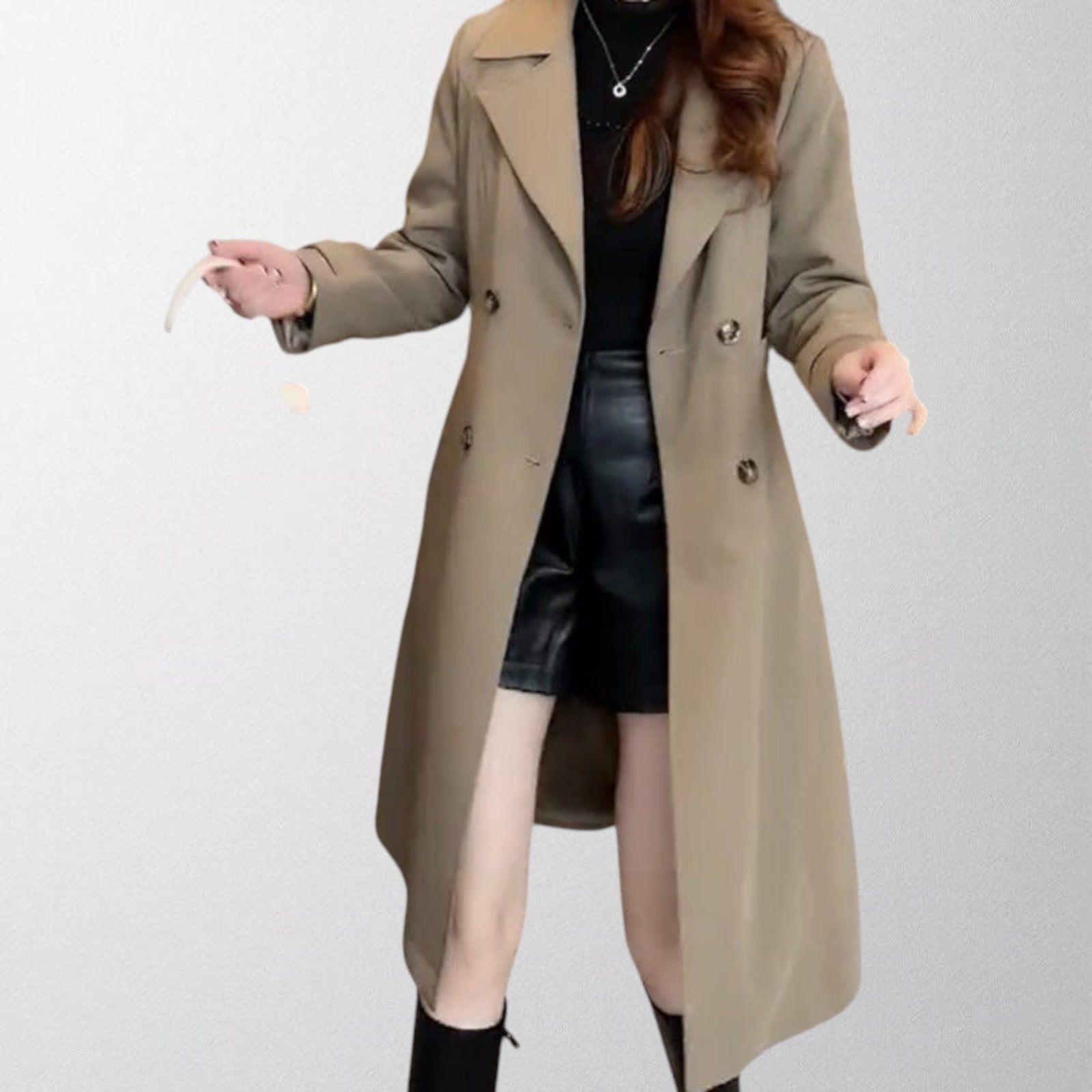 Mia | Elegant Longline Trench Coat