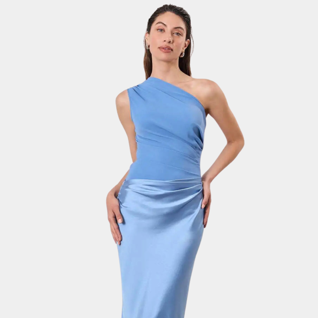 Mia | Elegant One-Shoulder Satin Maxi Dress for Women