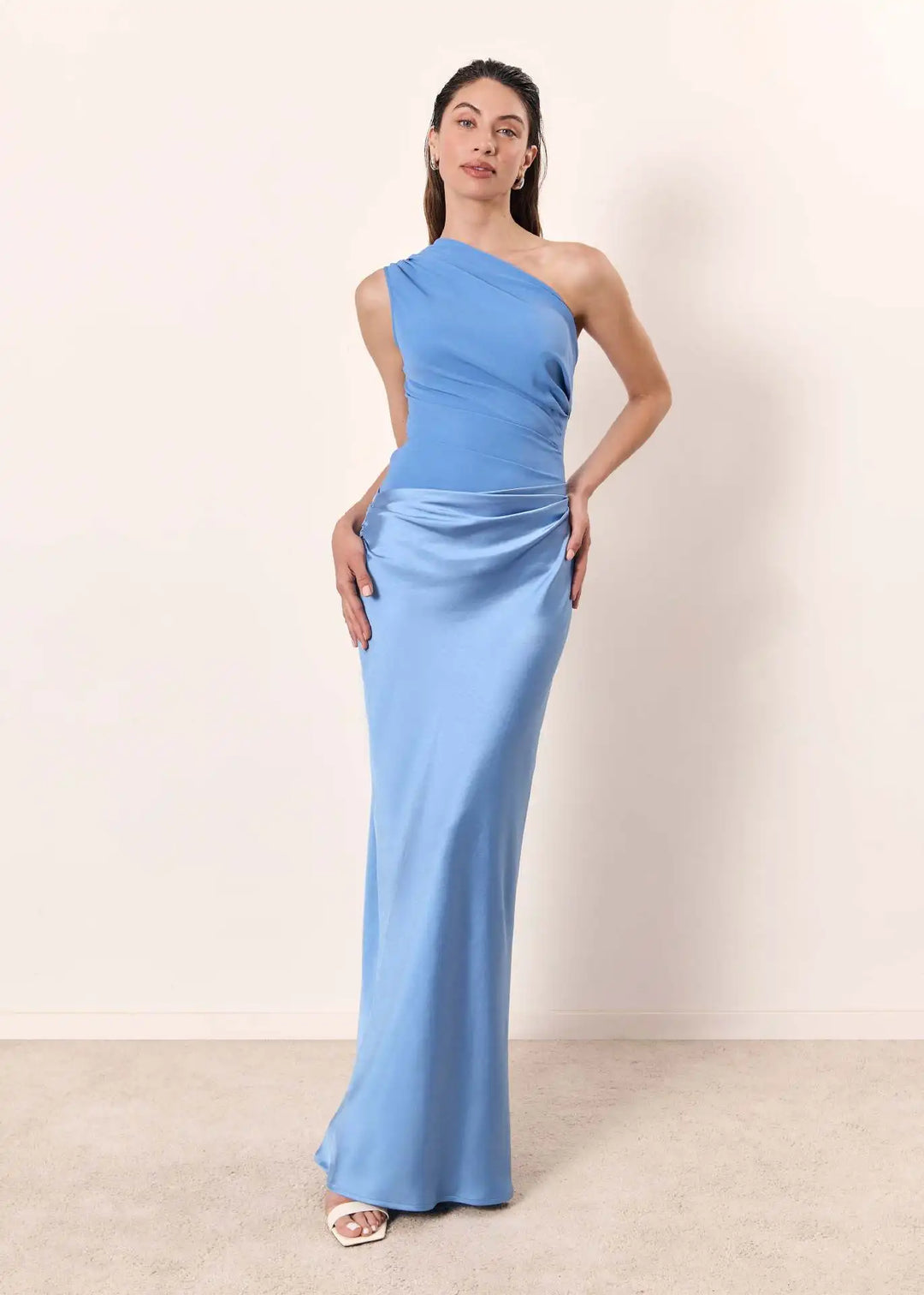 Mia | Elegant One-Shoulder Satin Maxi Dress for Women