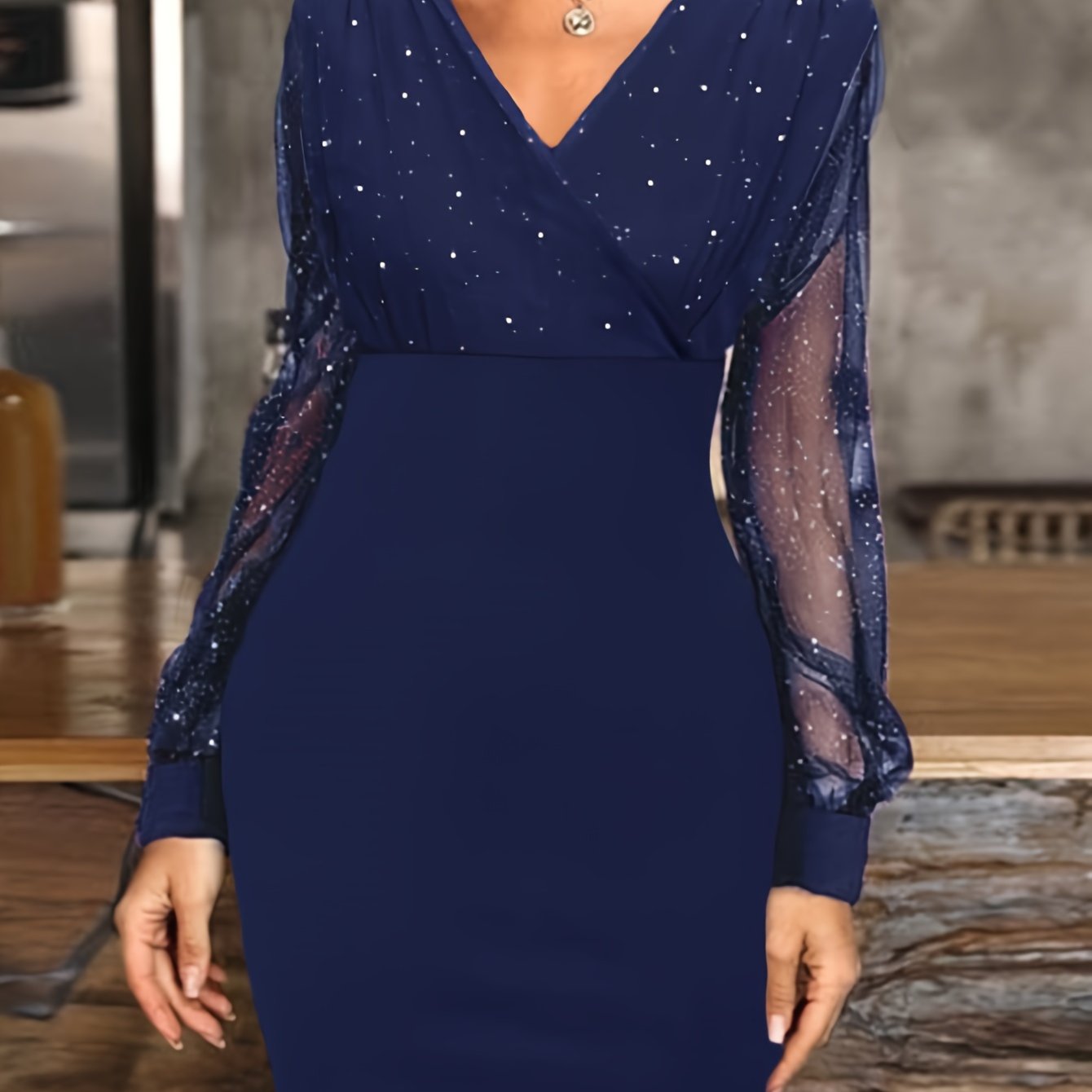 Mia | Elegant Sheer Long Sleeve Bodycon Mini Dress for Women
