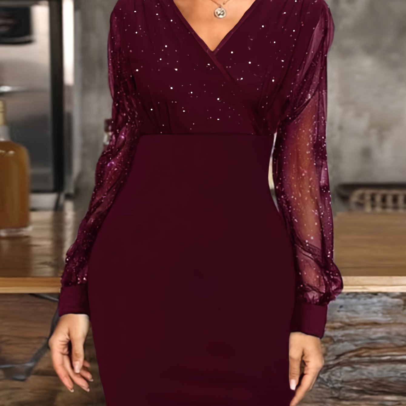 Mia | Elegant Sheer Long Sleeve Bodycon Mini Dress for Women
