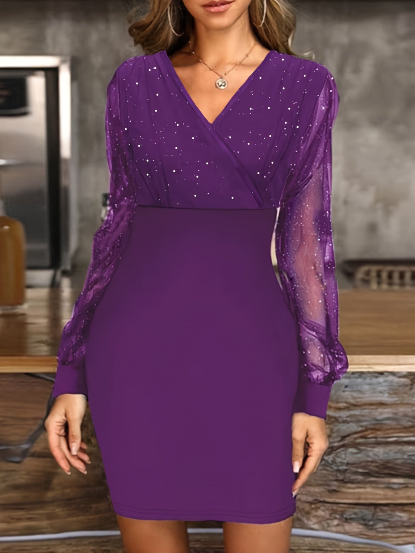Mia | Elegant Sheer Long Sleeve Bodycon Mini Dress for Women