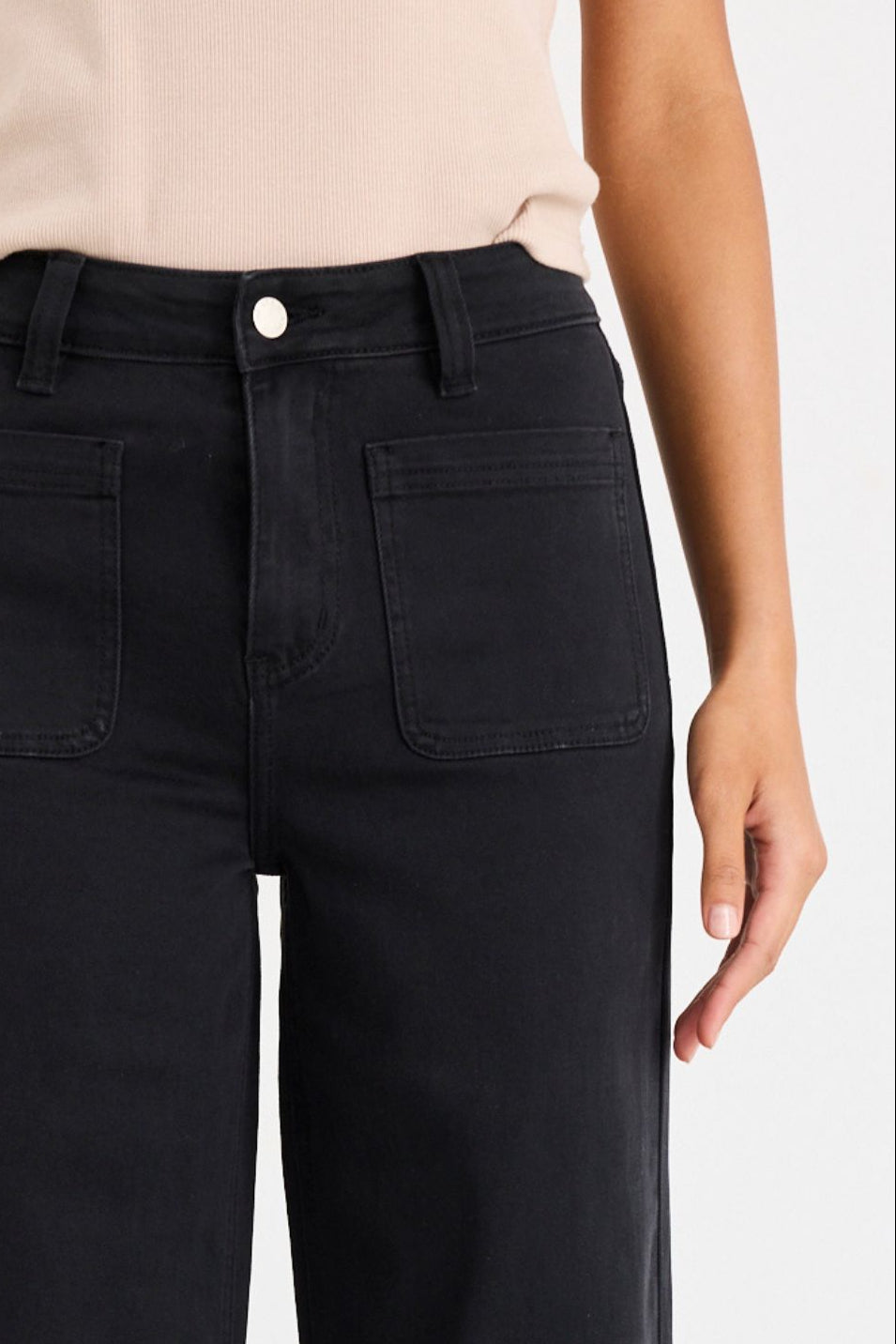 Mia | Stylish Black High Rise Wide Leg Jeans