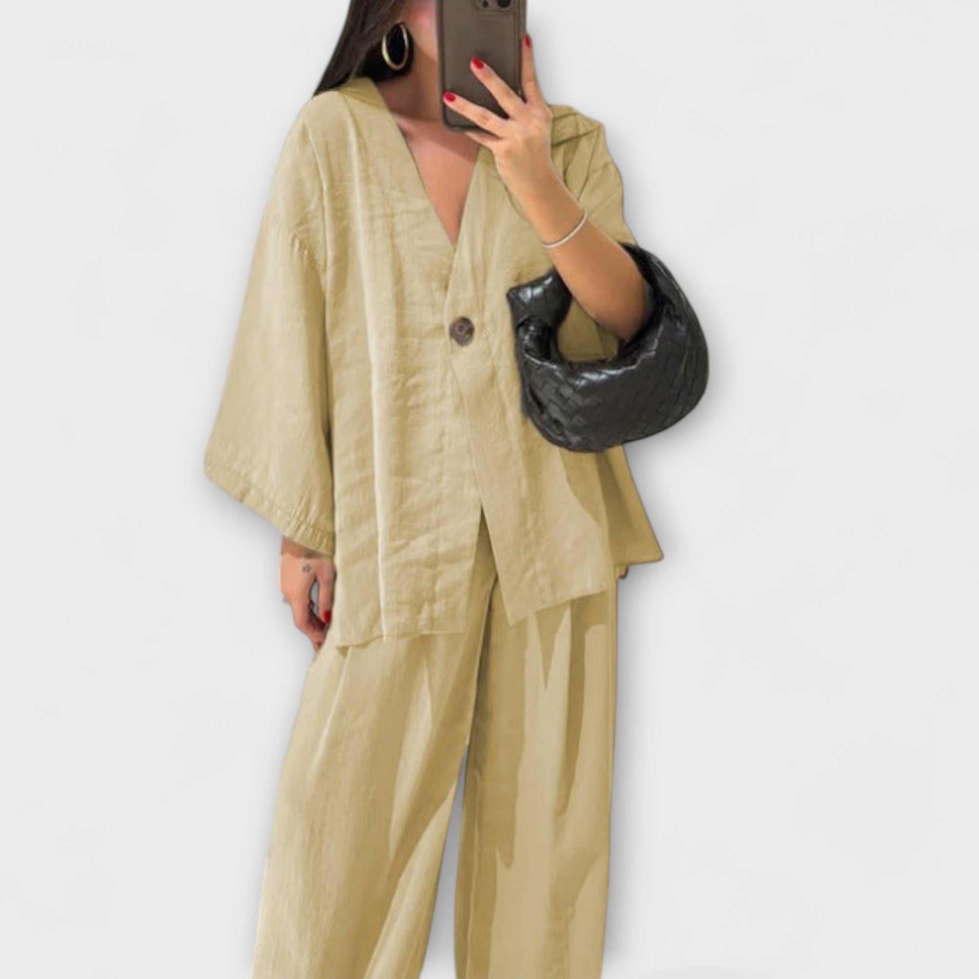 Mia | Stylish Casual V-Neck Top and Pants Set