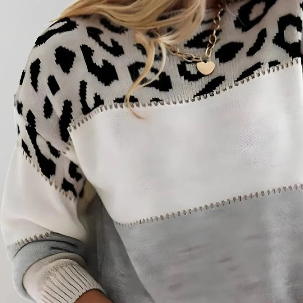 Mia | Stylish Relaxed Leopard Print Womens Sweater