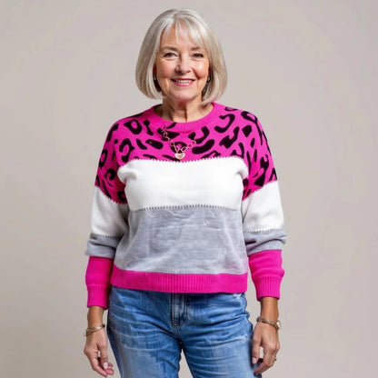 Mia | Stylish Relaxed Leopard Print Womens Sweater