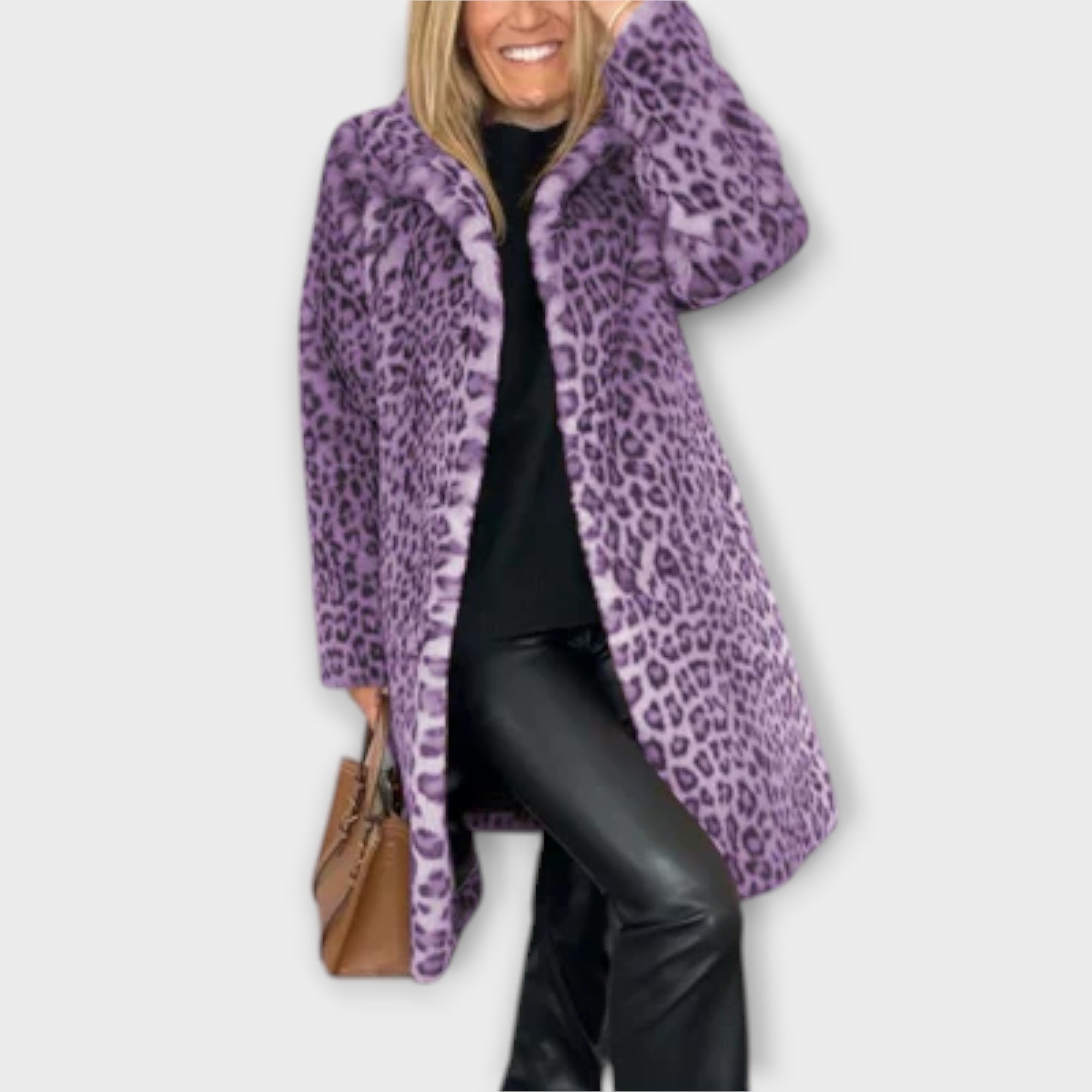 Mia | Stylish Warm Leopard Print Faux Fur Coat