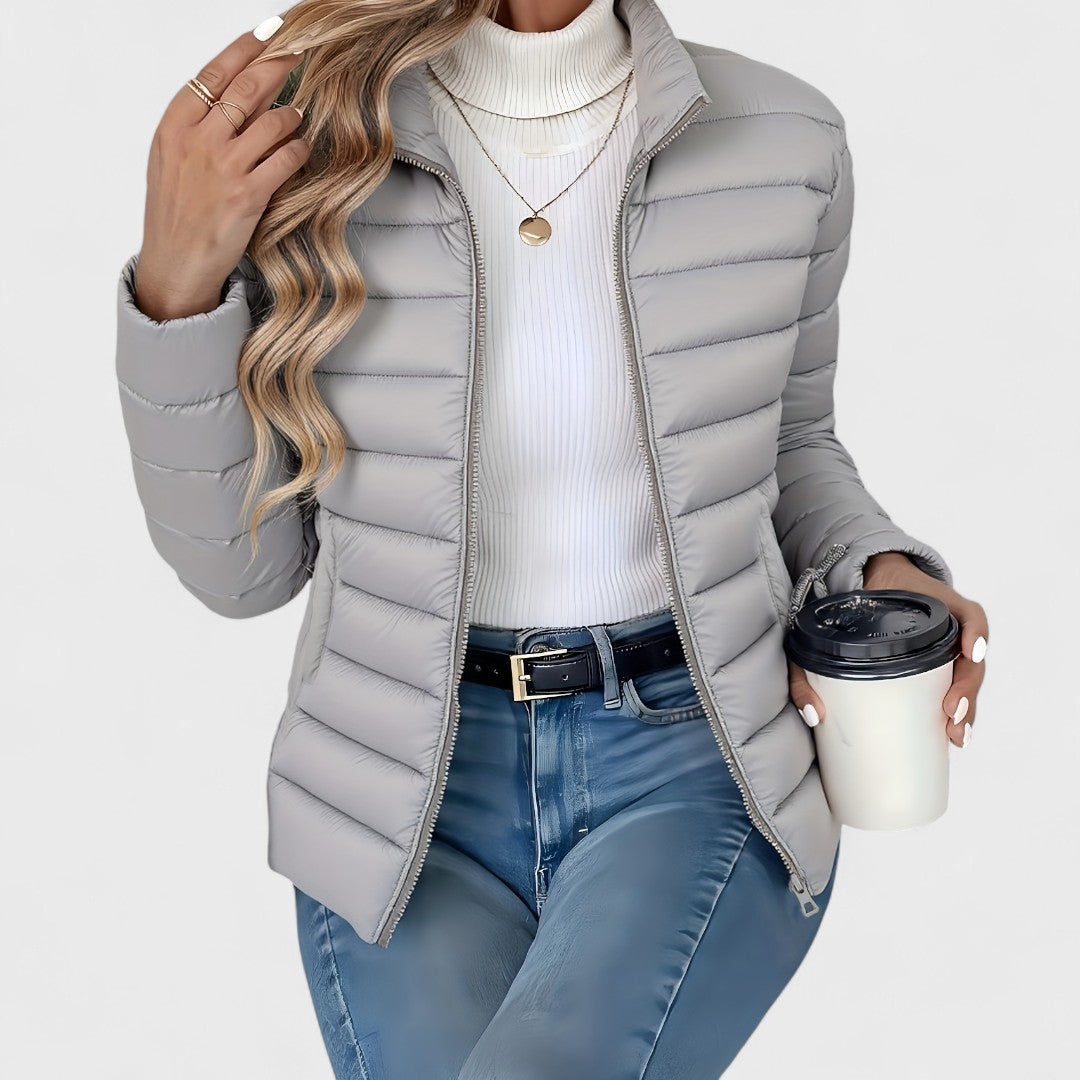 Olivia | Elegant Lightweight Longline Jacket with High Collar