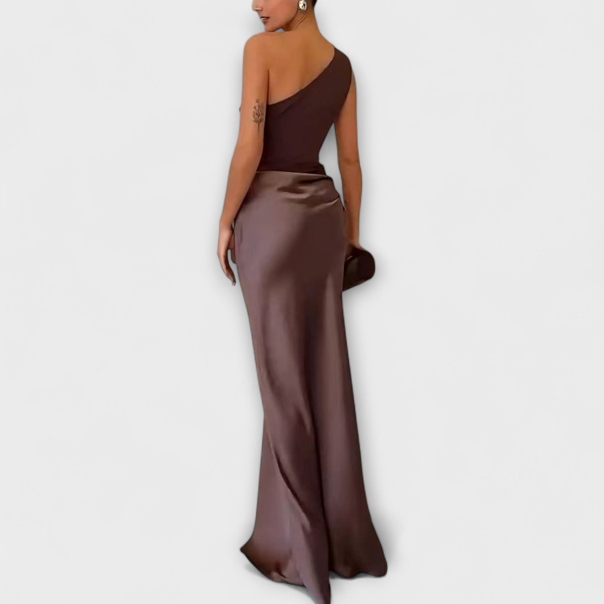 Olivia | Elegant Pleated One-Shoulder Maxi Dress for Women