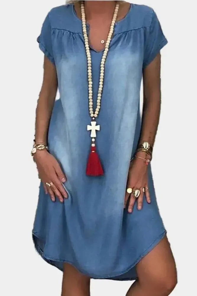 Olivia | Relaxed Casual Denim Shift Dress for Women