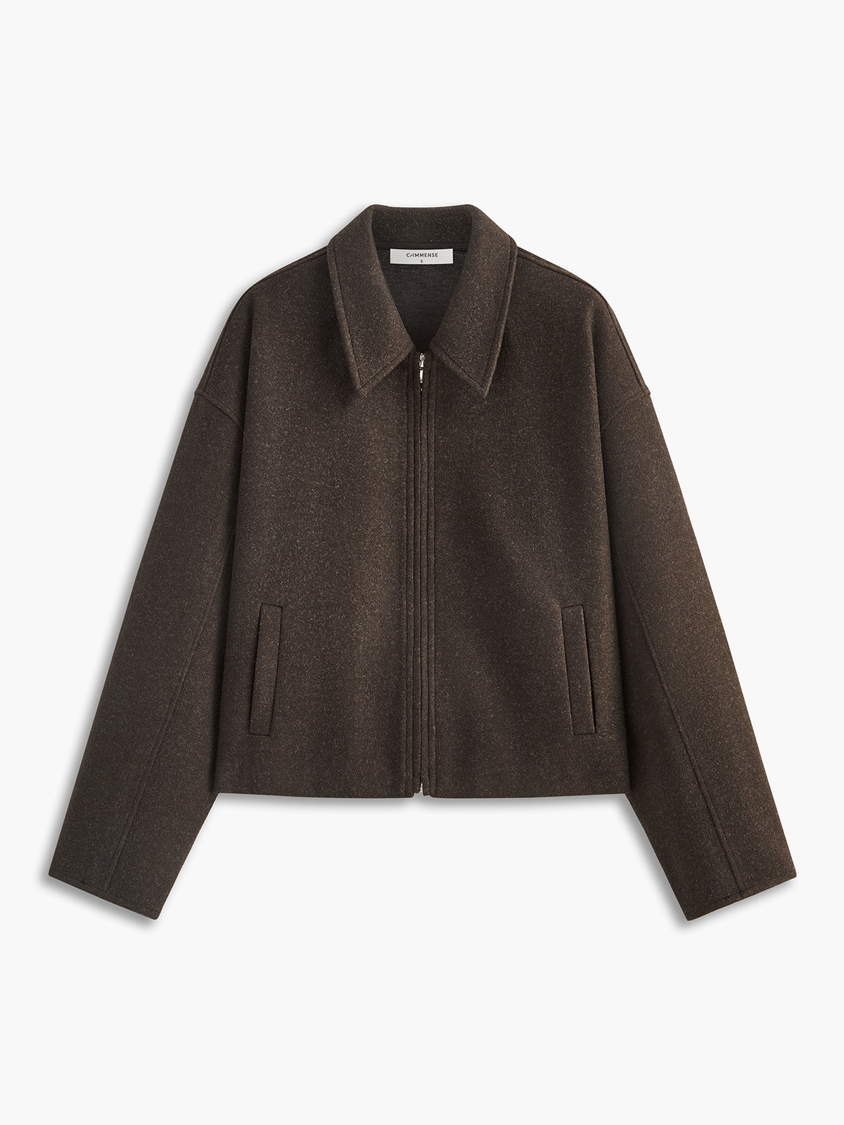 Paris Collection | Plain Zipper Tweed Jacket with Long Sleeves | Warm Fabric for Cozy Comfort