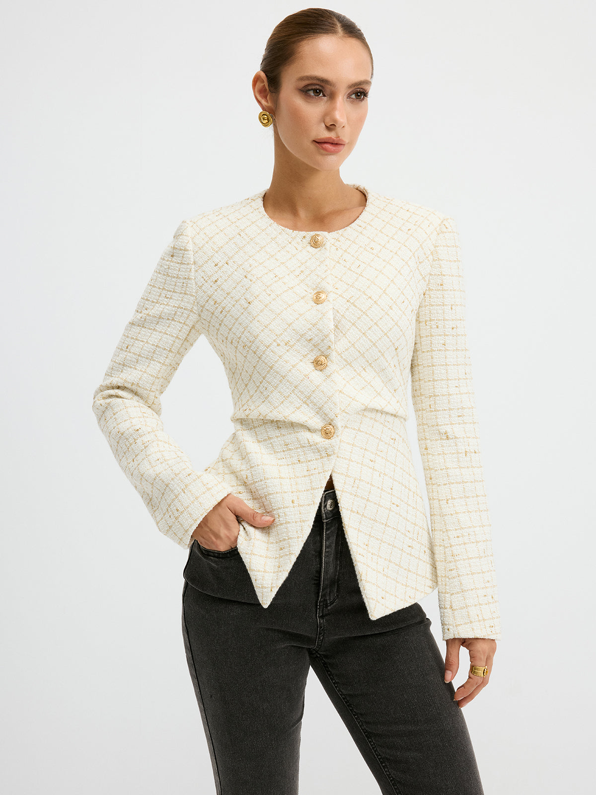 Romina | Tweed Blazer with Waist-Cinching Design | Stylish Layer for Effortless Elegance