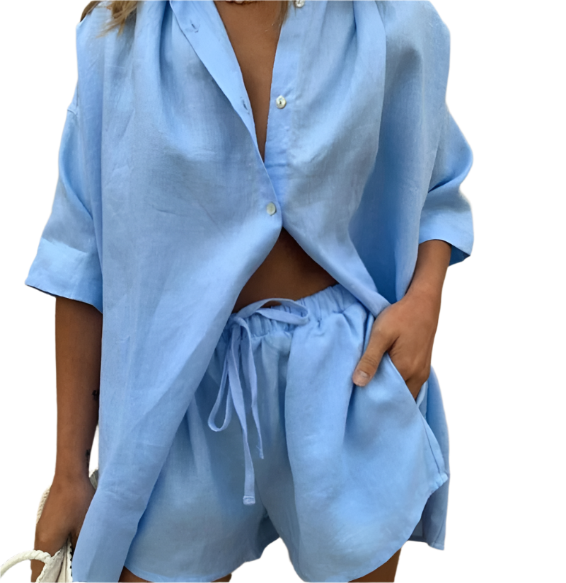 Sophia | Breezy Oversized Linen Two-Piece Women's Outfit