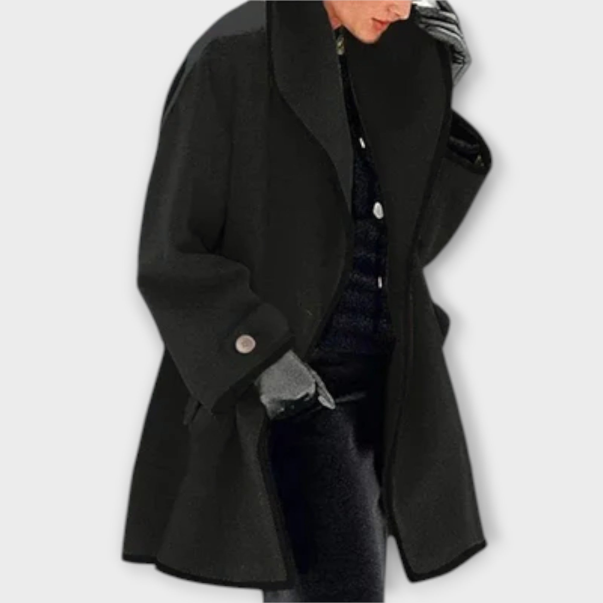 Sophia | Chic Tailored Black Trench Coat for Women