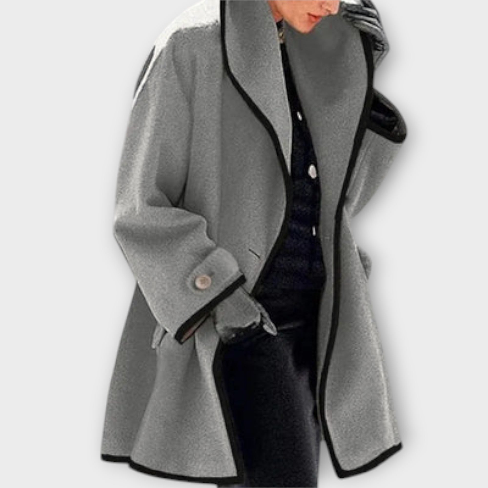 Sophia | Chic Tailored Black Trench Coat for Women