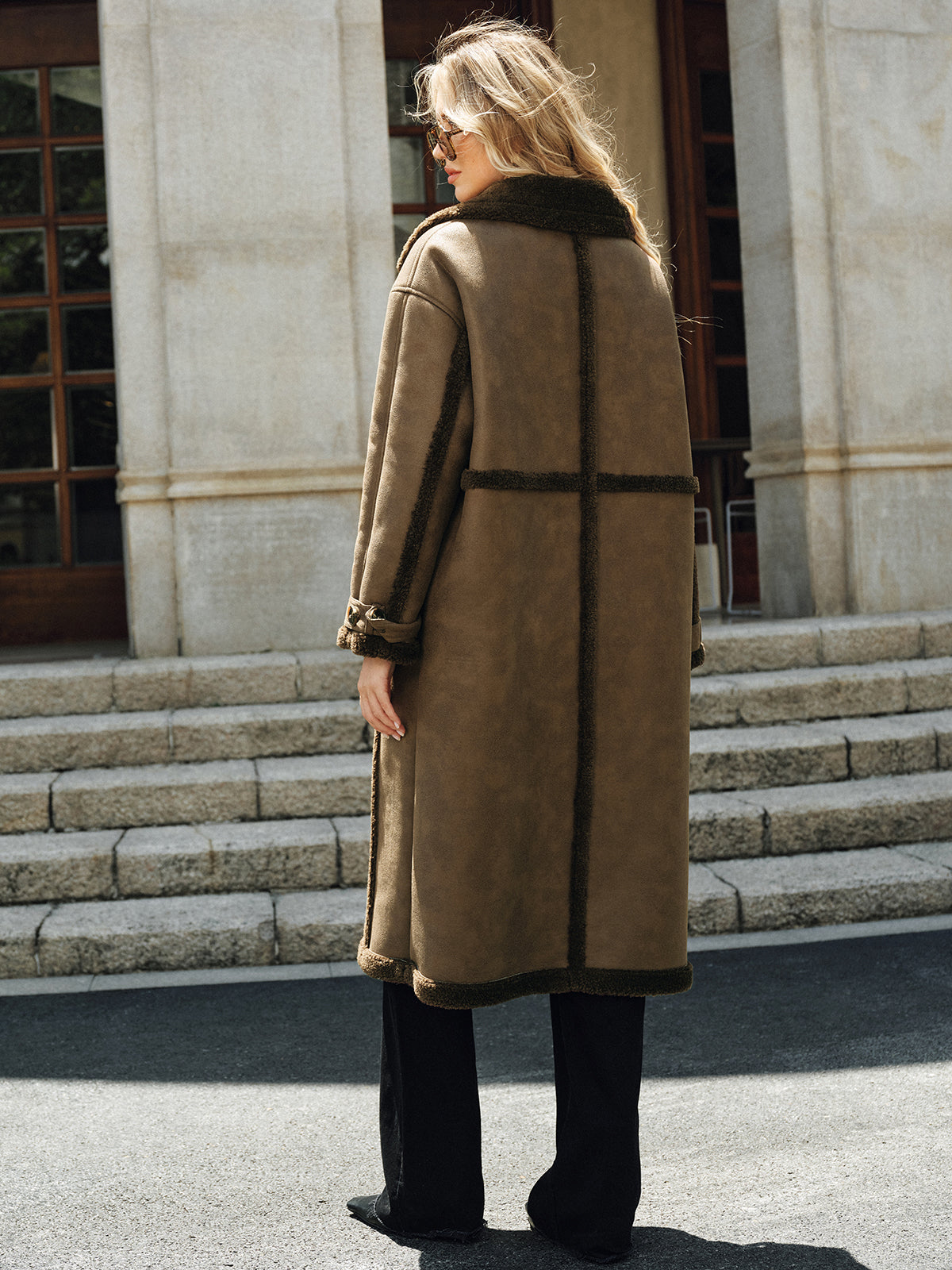 Sophia | Cozy Double-Breasted Fleece Lined Longline Coat