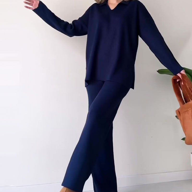 Sophia | Cozy Ribbed Knit Sweater and Wide-Leg Pants Set