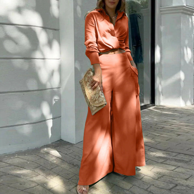 Sophia | Elegant Draped Two-Piece Set with Wide-Leg Pants