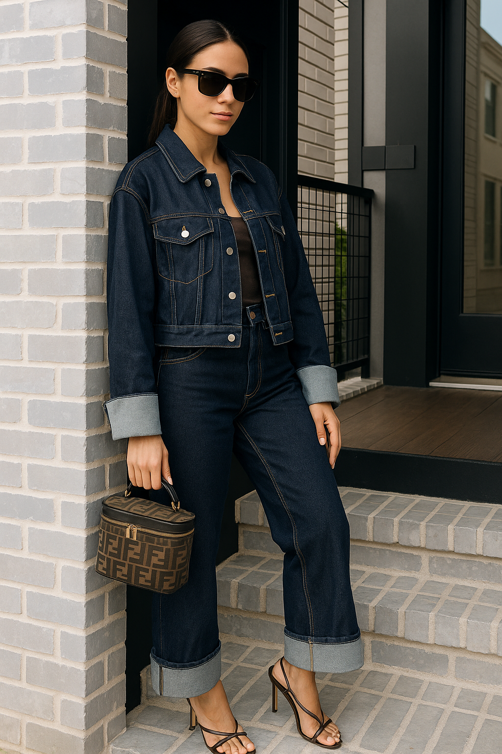 Sophie | Chic Dark Wash Denim Jacket Women Set